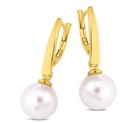 Paar Ohrhänger OROLINO "585 Gold Perle weiß 7,5-8,0mm", gelb (gelb, weiß), Ohrringe, Damen, one-size, Gold (097230-0) gelb, weiß