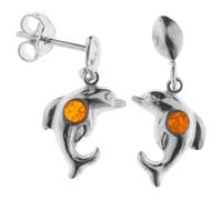 Paar Ohrhänger OSTSEE-SCHMUCK "- Delphin - Silber 925/000 - Bernstein" Gr. 23, silber (silber 925, silberfarben, weiß), Ohrringe, Damen, Silber 925 (Sterlingsilber) (18349662-23) silber 925, silberfar