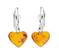 Ohrhänger - Herz - Silber 925/000 - Bernstein