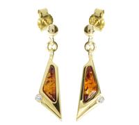 Paar Ohrhänger OSTSEE-SCHMUCK "- Agneta - Gold 585/000 - Bernstein/Brillant" Gr. 20, gold (gold 585, goldfarben, gelb), Ohrringe, Damen, Gelbgold 585 (99848943-20) gold 585, goldfarben, gelb