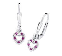 Paar Ohrhänger PRINZESSIN LILLIFEE "Herz", rosa (silberfarben, rosa, pink, rosa, pink), Ohrringe, Mädchen, Silber 925 (Sterlingsilber), mit Zirkonia (synth.) (668612-0) silberfarben, rosa, pink, rosa,