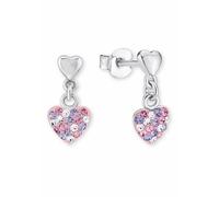 Paar Ohrhänger PRINZESSIN LILLIFEE "Herzen", rosa (weiß, silber, 925, lila, rosa, rosa, lila, weiß), Ohrringe, Mädchen, Silber 925 (Sterlingsilber), mit Preciosa Crystal (613106-0) weiß, silber, 925,