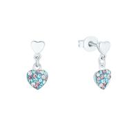 Paar Ohrhänger PRINZESSIN LILLIFEE "Herzen", silber (silberfarben, mehrfarbig, mehrfarbig), Ohrringe, Mädchen, Silber 925 (Sterlingsilber), mit Preciosa Crystal (13645960-0) silberfarben, mehrfarbig,