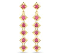 Paar Ohrhänger RAFAELA DONATA "Set: K116", gelbgold, rot, Ohrringe, Damen, 33,3mm, aus Sterling Silber (43858504-0) gelbgold, rot