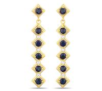 Paar Ohrhänger RAFAELA DONATA "Set: K117", gelbgold, blau, Ohrringe, Damen, 33,3mm, aus Sterling Silber (41500322-0) gelbgold, blau