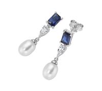 Paar Ohrhänger SMART JEWEL "mit edlen Steinen und Süßwasser-Perle, Silber 925", blau (silber), Ohrringe, Damen, Silber 925 (Sterlingsilber) (85349247-0) silber