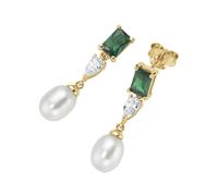 Paar Ohrhänger SMART JEWEL "mit edlen Steinen und Süßwasser-Perle, Silber 925", grün (gold), Ohrringe, Damen, Silber 925 (Sterlingsilber) (25008935-0) gold