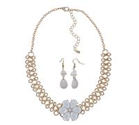 Paar Ohrhänger STEUER "Metall gelb glänzend Blume Glasstein weiß", Damen, Gr. one-size, Metall, bunt (mehrfarbig), Ohrringe (54330939-0) mehrfarbig