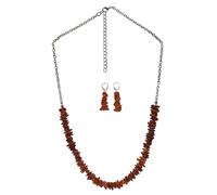 Paar Ohrhänger STEUER "Set aus Collier und Ohrhänger Bernstein braun", Damen, Gr. one-size, Metall, braun (mittelbraun), Ohrringe (90672454-0) mittelbraun