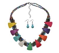 Paar Ohrhänger STEUER "Set aus Collier und Ohrhaken multicolor", Damen, Gr. one-size, Metall, bunt (mehrfarbig), Ohrringe (95438932-0) mehrfarbig
