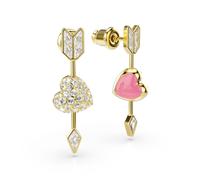 Paar Ohrhänger SWAROVSKI "Schmuck Geschenk Idyllia Ohrringe Herz Pfeil", gelbgoldfarben, metallfarben, rosa, kristallweiß, kristallweiß, Ohrringe, Damen, Metall, mit Swarovski Kristall - Emaille (5857