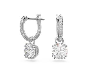 Paar Ohrhänger SWAROVSKI "Stilla Round", silber (metallfarben, kristallfarben, kristallfarben), Ohrringe, Damen, Metall, mit Swarovski Kristall - Einhänger abnehmbar (92759867-0) metallfarben, kristal