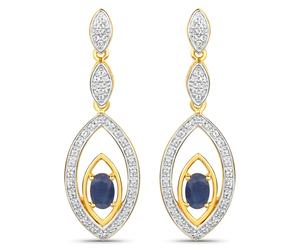 Paar Ohrhänger VIRA JEWELS "Silber 925 zweifarbig 40mm lang mit 2x Saphir und 80x Weiß-Topas", gelb (gelb, blau), Ohrringe, Damen, one-size, 1,49, Silber 925 (Sterlingsilber) (44649763-0) gelb, blau