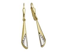 Paar Ohrhänger VIVANCE "333 Gold zweifarbig 8x Zirkonia weiß", gelb (gelb, weiß), Ohrringe, Damen, one-size, Gold (17643403-0) gelb, weiß