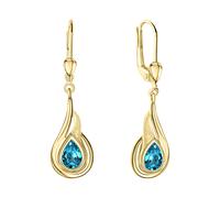 Paar Ohrhänger VIVANCE "375/- Gelbgold glanz Blautopas", gelb (gelb, blau), Ohrringe, Damen, one-size, Gold (43247758-0) gelb, blau