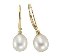 Paar Ohrhänger VIVANCE "375 Gold Perle 8-8,5mm", gelb (gelb, weiß), Ohrringe, Damen, one-size, Gold (86936414-0) gelb, weiß