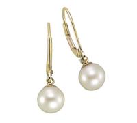 Paar Ohrhänger VIVANCE "585/- Gelbgold Süßwasserzuchtperle 7-7,5mm", gelb (gelb, weiß), Ohrringe, Damen, one-size, Gold (65464521-0) gelb, weiß