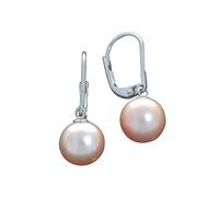 Paar Ohrhänger VIVANCE "925 Silber rhodiniert mit Süßwasserzuchtperlen in natur-pink", weiß (weiß, pink), Ohrringe, Damen, one-size, Silber 925 (Sterlingsilber) (91366722-0) weiß, pink