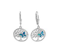 Paar Ohrhänger VIVANCE "925/- Sterling Silber rhodiniert synth. Opal blau", weiß (weiß, blau), Ohrringe, Damen, one-size, Silber 925 (Sterlingsilber) (53004106-0) weiß, blau