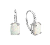 Paar Ohrhänger VIVANCE "925/- Sterling Silber rhodiniert synth. Opal und Zirkonia", weiß (weiß, weiß), Ohrringe, Damen, one-size, Silber 925 (Sterlingsilber) (14994862-0) weiß, weiß