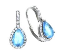 Paar Ohrhänger VIVANCE "Silber 925 rhodiniert", weiß (weiß, blau), Ohrringe, Damen, one-size, Silber 925 (Sterlingsilber) (84333849-0) weiß, blau