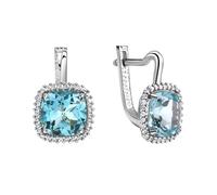 Paar Ohrhänger "Weißgold 375 mit echtem Blautopas (beh.) und Zirkonia-Steinen", weiß (weiß, blau), FASCINATION BY ELLEN K., Ohrringe, Damen, one-size, 4,6, Gold (72297115-0) weiß, blau