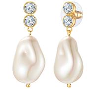 Paar Ohrhänger YOKOAMII "Set: Y82", gelbgold, weiß, Ohrringe, Damen, 38,9mm,mit Zirkonia, Messing, mit Perle (44698741-0) gelbgold, weiß