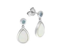 Paar Ohrhänger ZEEME "925/- Sterling Silber Blautopas Perlmutt", weiß (weiß, hellblau), Ohrringe, Damen, one-size, 0,38, Silber 925 (Sterlingsilber) (83775465-0) weiß, hellblau