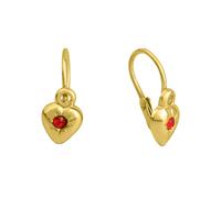Paar Ohrhänger ZEEME "Gold 333 Motiv Herz", gelb (gelb, rot), Ohrringe, Jungen, one-size, Gold (010156-0) gelb, rot