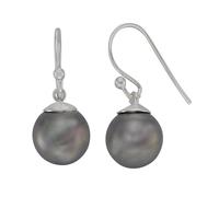 Paar Ohrhänger ZEEME "Silber 925 mit 2 grauen Perlen 10mm", grau (grau, grau), Ohrringe, Damen, one-size, Silber 925 (Sterlingsilber) (83662239-0) grau, grau