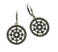 Paar Ohrhänger ZEEME "Silber 925 mit 80 Markasit-Steinen", schwarz (schwarz, schwarz), Ohrringe, Damen, one-size, Silber 925 (Sterlingsilber) (073432-0) schwarz, schwarz