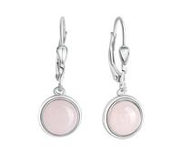 Paar Ohrhänger ZEEME "Silber 925 mit echtem Rosenquarz 8mm", weiß (weiß, rosa), Ohrringe, Damen, one-size, Silber 925 (Sterlingsilber) (708600-0) weiß, rosa