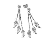 Paar Ohrhänger ZEEME "Silber 925 rhodiniert 41mm lang mit Blatt-Motiv", weiß, Ohrringe, Damen, one-size, Silber 925 (Sterlingsilber) (99528715-0) weiß