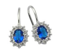 Paar Ohrhänger ZEEME "Silber 925 rhodiniert Glasstein blau & weiß", weiß (weiß, blau), Ohrringe, Damen, one-size, Silber 925 (Sterlingsilber), Ohrring Ohrhänger Ohrschmuck (401072-0) weiß, blau