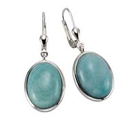 Ohrhänger 925/- Sterling Silber Amazonit blau 3,6cm Glänzend ZEEme weiß 001 (Artikelnummer: 3R107/30X001)