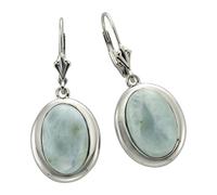 Paar Ohrhänger ZEEME "Silber 925 rhodiniert mit echtem Larimar 14x10mm", weiß (weiß, hellblau), Ohrringe, Damen, one-size, Silber 925 (Sterlingsilber) (076332-0) weiß, hellblau