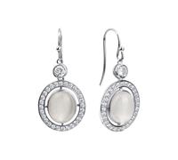 Paar Ohrhänger ZEEME "Silber 925 rhodiniert mit echtem Mondstein und Zirkoia-Steinen", weiß (weiß, weiß), Ohrringe, Damen, one-size, Silber 925 (Sterlingsilber), Paar Ohrhänger (758245-0)