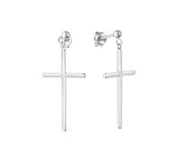 Paar Ohrhänger ZEEME "Silber 925 rhodiniert mit Kreuz-Motiv 35mm lang", weiß, Ohrringe, Damen, one-size, Silber 925 (Sterlingsilber), Paar Ohrhänger (56794958-0)