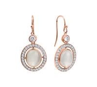 Paar Ohrhänger ZEEME "Silber 925 rosé vergoldet Zirkonia Mondstein echt", rot (rot, weiß), Ohrringe, Damen, one-size, Silber 925 (Sterlingsilber) (738616-0) rot, weiß