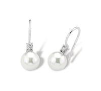Paar Ohrhaken AMOR "2017175", bunt (silberfarben, weiß, kristallweiß), Ohrringe, Damen, Perlen Silber 925 (Sterlingsilber), Perlen, Silber 925 (Sterlingsilber), mit Zirkonia (synth.) - mit Wachsperle