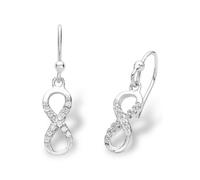 Paar Ohrhaken AMOR "Infinity/ Unendlichkeitsschleife", bunt (silberfarben, weiß, kristallweiß), Ohrringe, Damen, Silber 925 (Sterlingsilber), mit Zirkonia (synth.) (12331344-0) silberfarben, weiß, kri