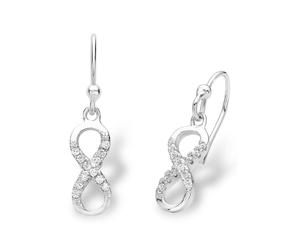 Paar Ohrhaken AMOR "Infinity/ Unendlichkeitsschleife", bunt (silberfarben, weiß, kristallweiß), Ohrringe, Damen, Silber 925 (Sterlingsilber), mit Zirkonia (synth.) (12331344-0) silberfarben, weiß, kri