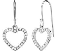 Paar Ohrhaken ENGELSRUFER "Herz", silber (silberfarben, kristallweiß, kristallweiß), Ohrringe, Damen, Silber 925 (Sterlingsilber), Made in Germany - mit Zirkonia (synth.) (73310839-0) silberfarben, kr