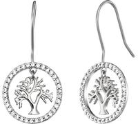 Paar Ohrhaken ENGELSRUFER "Lebensbaum", silber (silberfarben, kristallweiß, kristallweiß), Ohrringe, Damen, Silber 925 (Sterlingsilber), Made in Germany - mit Zirkonia (synth.) (90453428-0) silberfarb