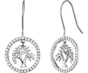 Paar Ohrhaken ENGELSRUFER "Lebensbaum", silber (silberfarben, kristallweiß, kristallweiß), Ohrringe, Damen, Silber 925 (Sterlingsilber), Made in Germany - mit Zirkonia (synth.) (90453428-0) silberfarb