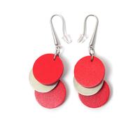 Paar Ohrhaken FIRETTI "Kreise, matt, rot, stylisch", rot (metallfarben, rot), Ohrringe, Damen, 20mm, Metall Polyurethan, Metall, Polyurethan (17343049-0) metallfarben, rot