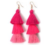 Paar Ohrhaken FIRETTI "Quaste, pinkmix, trendig", rosa (roségoldfarben, pink), Ohrringe, Damen, Baumwolle Metall, Baumwolle, Metall, Paar Ohrhaken (26971045-0)