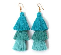 Paar Ohrhaken FIRETTI "Quasten, türkismix, stylisch", rosa (roségoldfarben, türkis), Ohrringe, Damen, Baumwolle Metall, Baumwolle, Metall, Paar Ohrhaken (60336337-0)