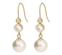 Paar Ohrhaken FIRETTI "Schmuck Geschenk Gold 375 Ohrschmuck Ohrringe", gelbgoldfarben, kristallweiß, weiß, kristallweiß, Ohrringe, Damen, 7mm, Gelbgold 375 Perlen, Gelbgold 375, Perlen, Paar Ohrhaken,