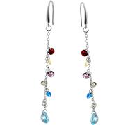 Paar Ohrhaken FIRETTI "Schmuck Geschenk Silber 925 Ohrschmuck Ohrringe", bunt (silberfarben, türkis, kristallweiß, hellblau, rot, creme, violett, braun, türkis, kristallweiß, hellblau, rot, creme, vio